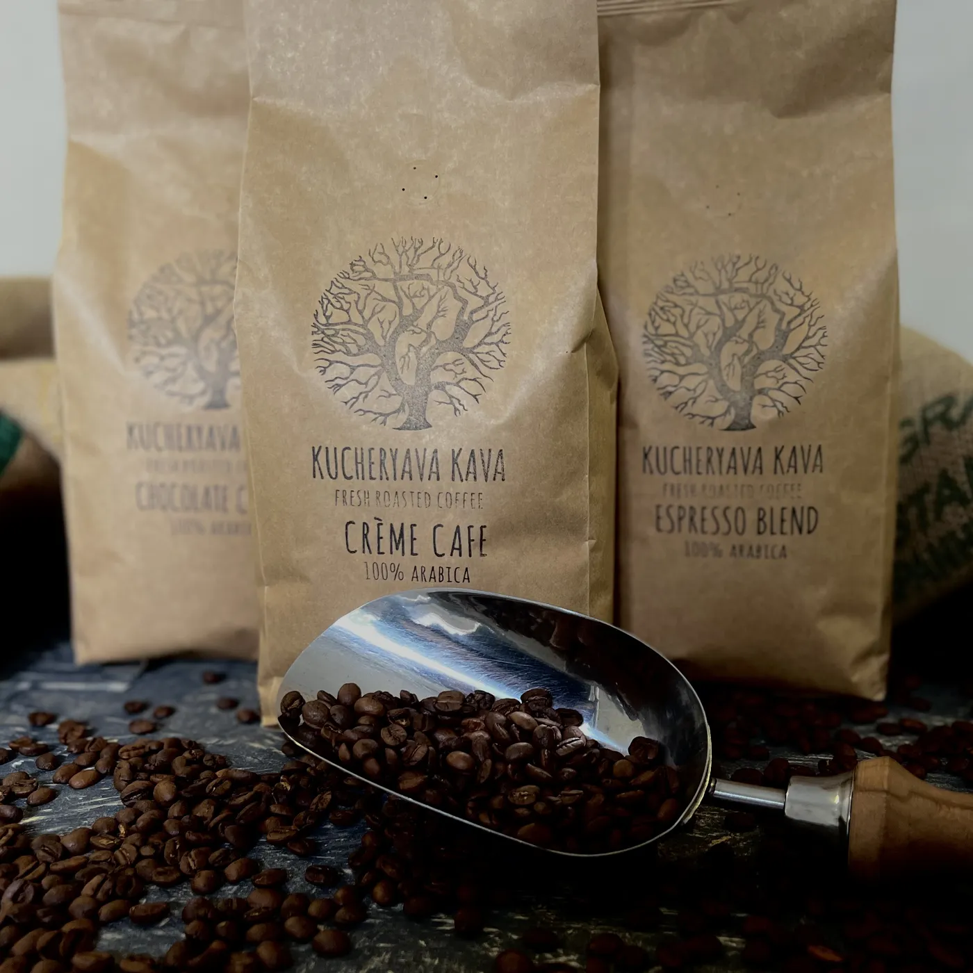 Акция -10% для любителей кофе с кислинкой: 1кг Espresso blend+1кг Chocolate Coffee+1кг Crème Cafe - Кофе в зернах
