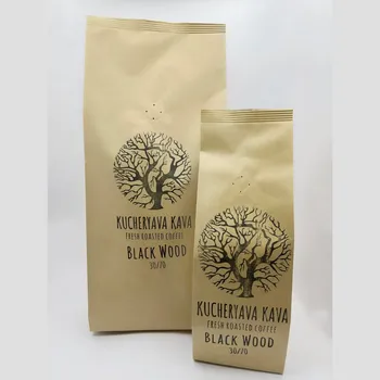 Купаж кофе в зернах Black Wood, Бленд кофе средней обжарки – смесь арабики и робусты 30 на 70 (Свежеобжаренный Кофе из Индии, Африки и Азии)